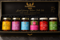 Six jars of Crispy Chilli oils and a Crunchy Chilli Lime Salt. With the Pork Chilli Jam (optional)