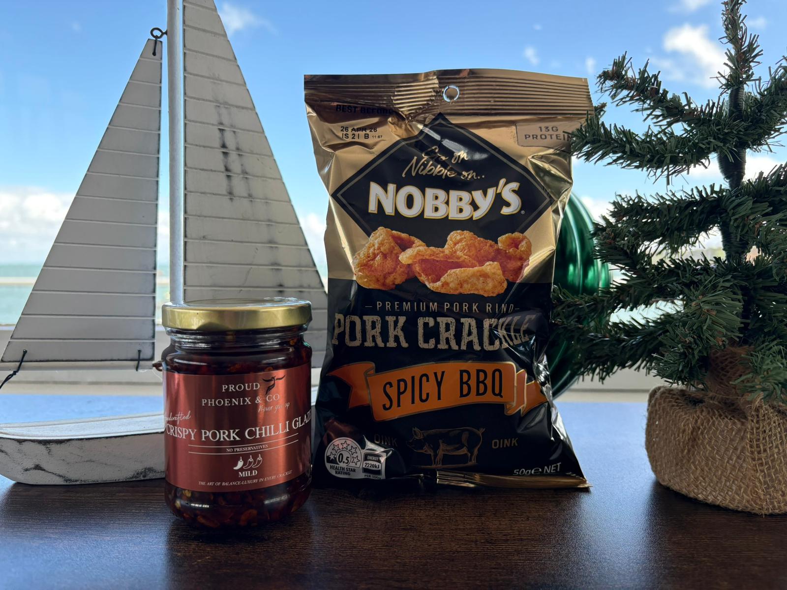 Crispy Pork Chilli Glaze-includes a bag of Nobby’s Pork Crackle.